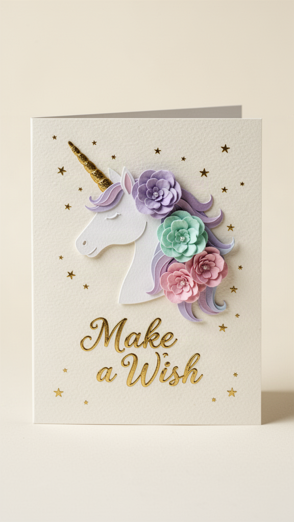 Unicorn Wish Happy Birthday, Girl card