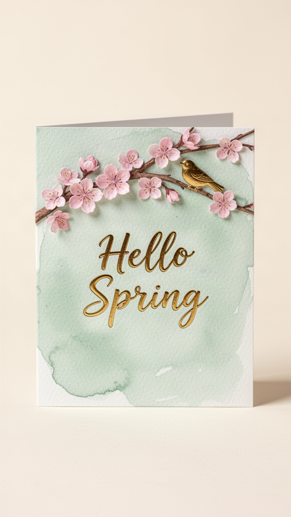 Cherry Blossom Spring Happy Easter card