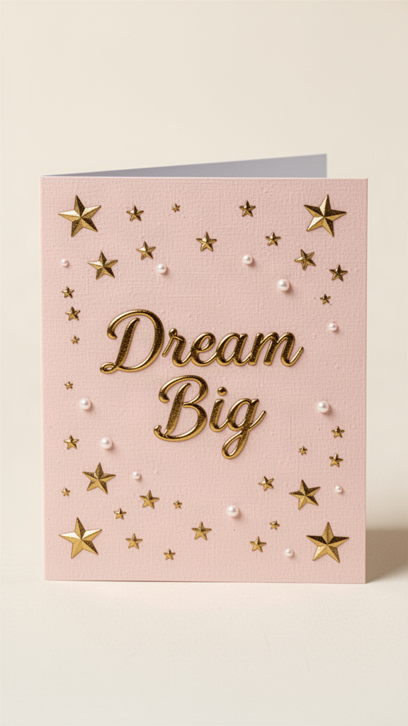 Blush Gilded Stars Graduation card