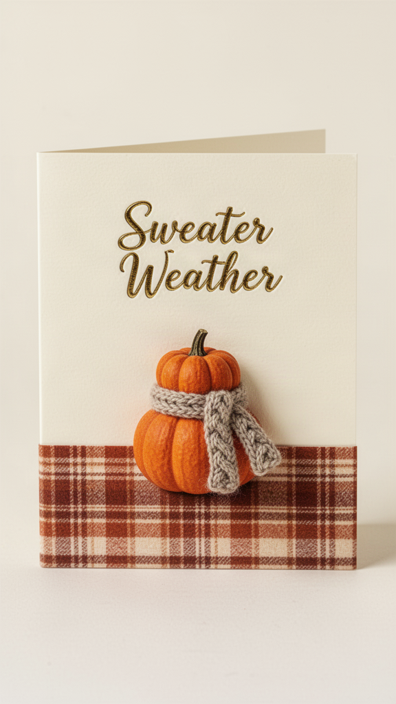 Sweater Weather Pumpkin Happy Halloween card