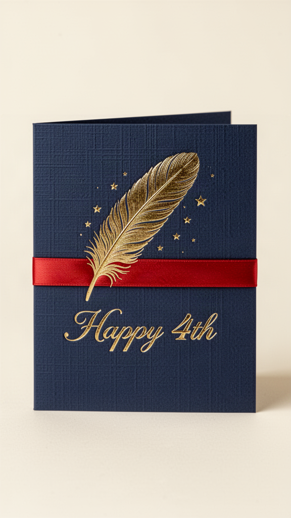 Golden Eagle Feather Happy 4th of July card