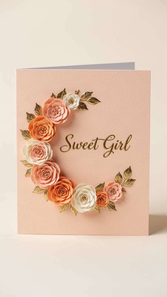 Peach Blossom Sweet Girl Happy Birthday, Girl card