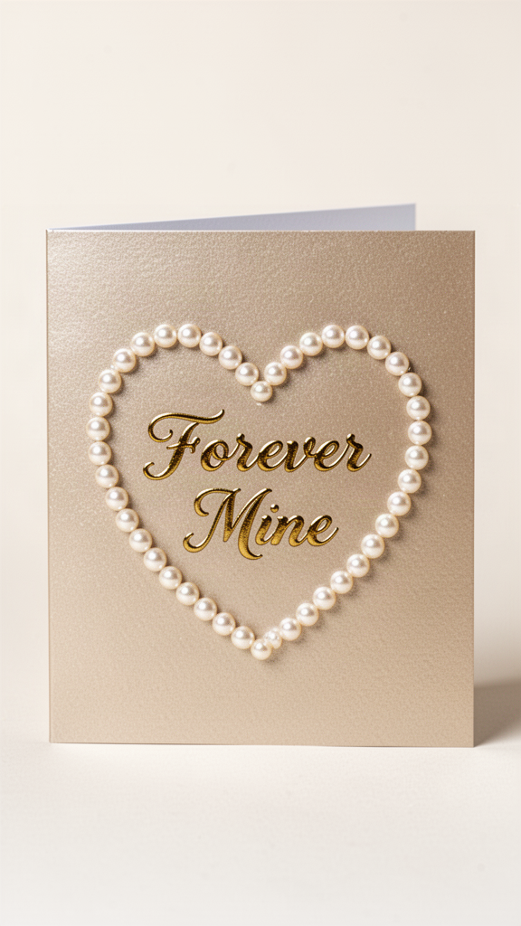 Champagne Pearl Hearts Valentine’s Day card