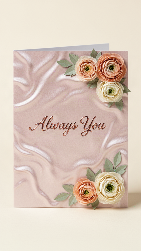 Blush Silk Ranunculus I Love You card