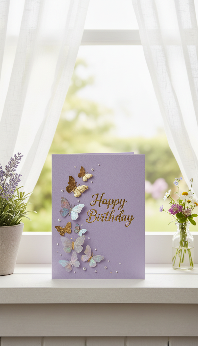 Butterfly Kisses Happy Birthday card