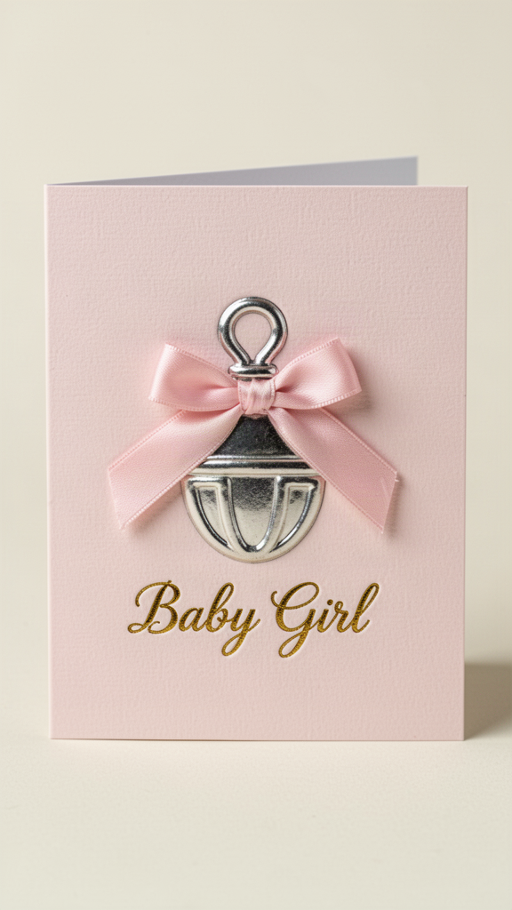 Silver Rattle Baby Shower card