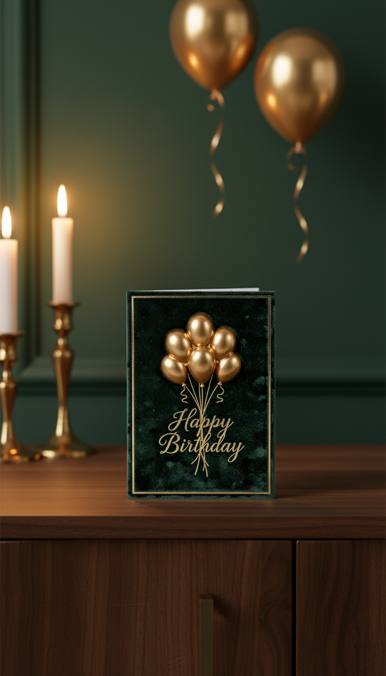 Emerald & Gold Happy Birthday card