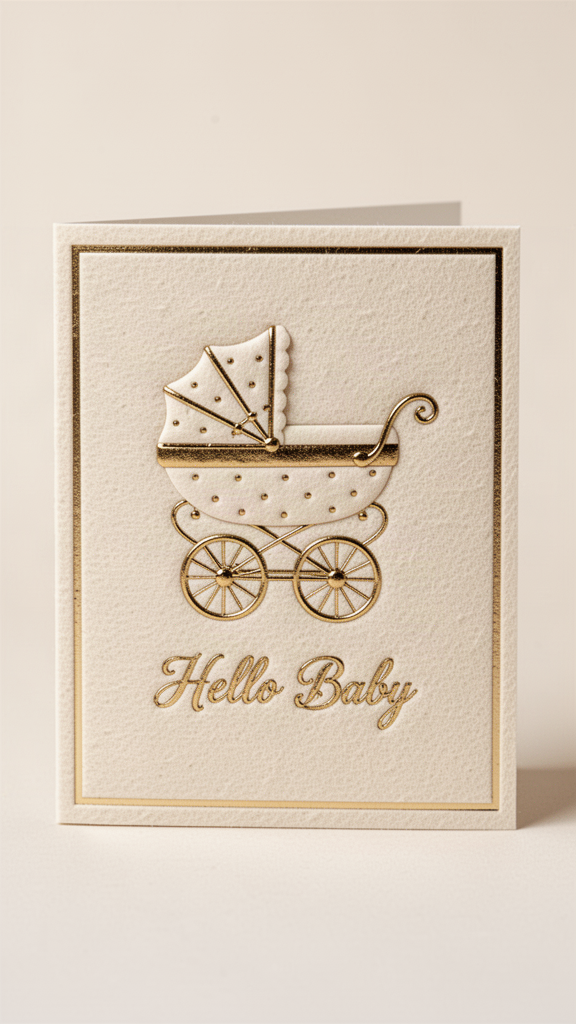 Golden Carriage Baby Shower card