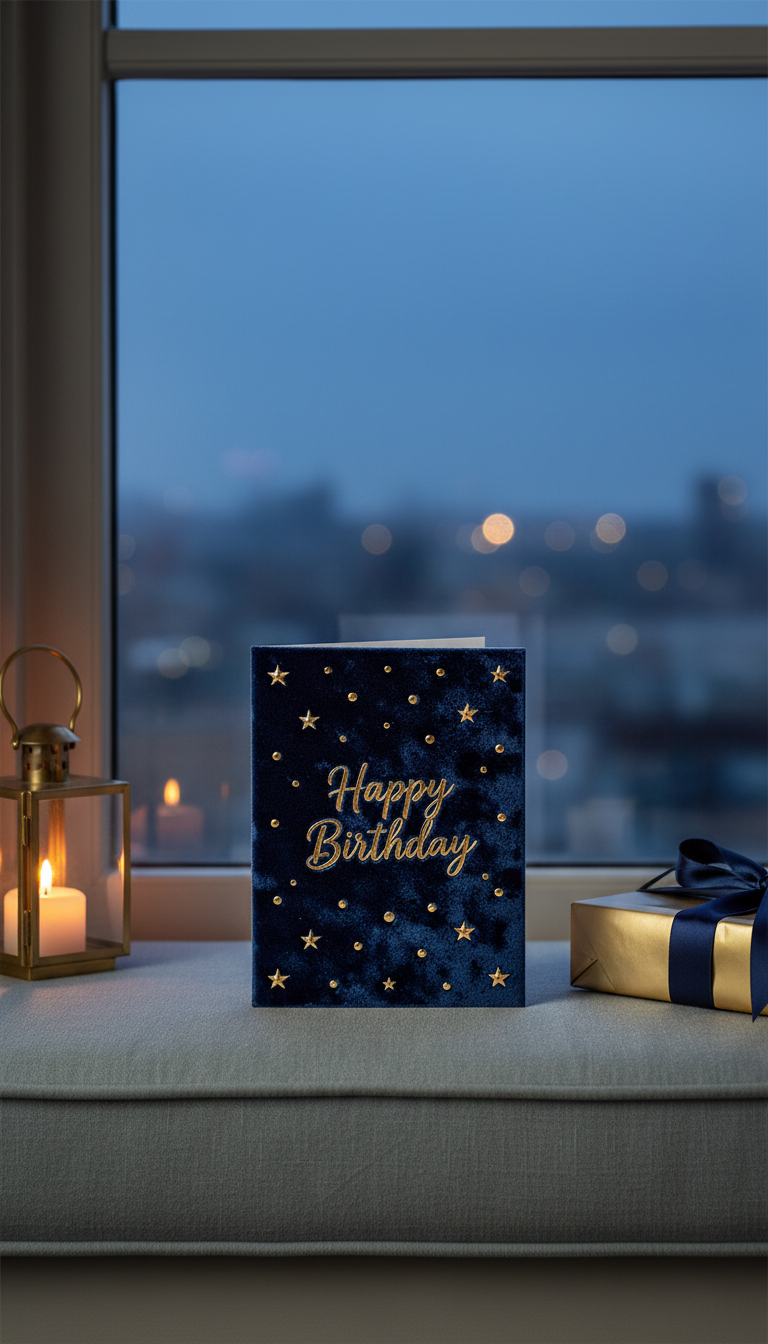 Cobalt Velvet Happy Birthday card