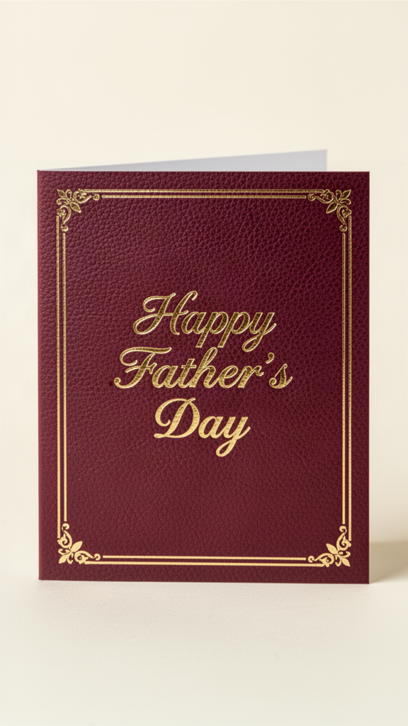 Burgundy Leather Happy Father’s Day card