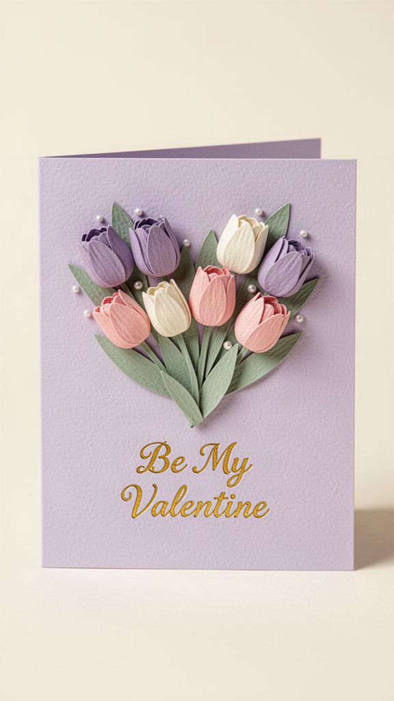 Tulip Heart Valentine’s Day card