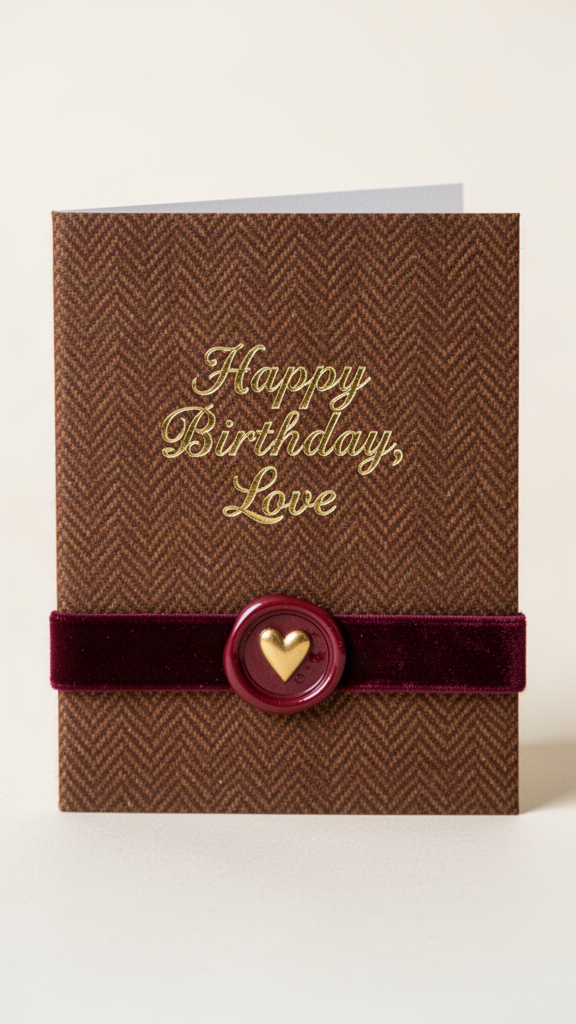 Tweed & Burgundy Happy Birthday, Husband card