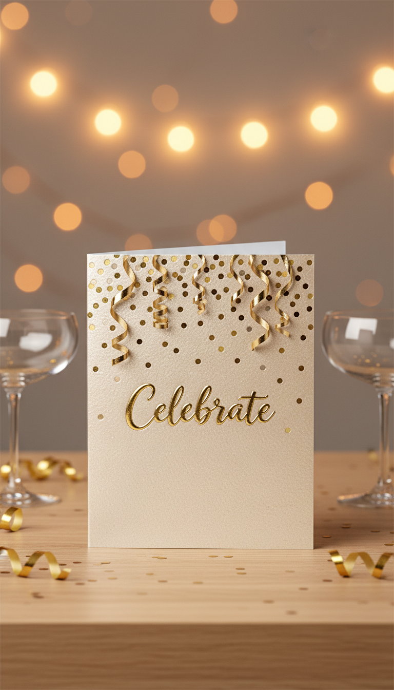 Champagne Confetti interactive card