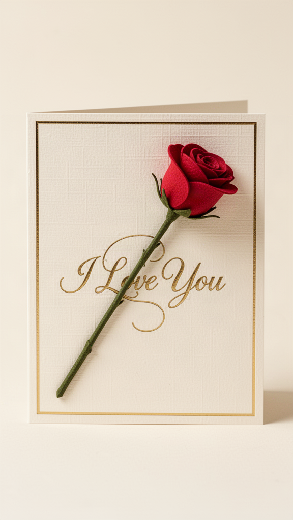 Single Rose I Love You card