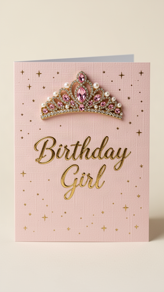Jeweled Tiara Happy Birthday, Girl card