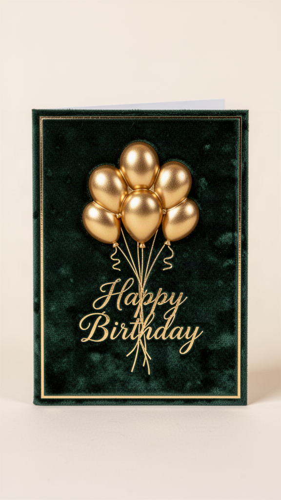Emerald & Gold Happy Birthday card