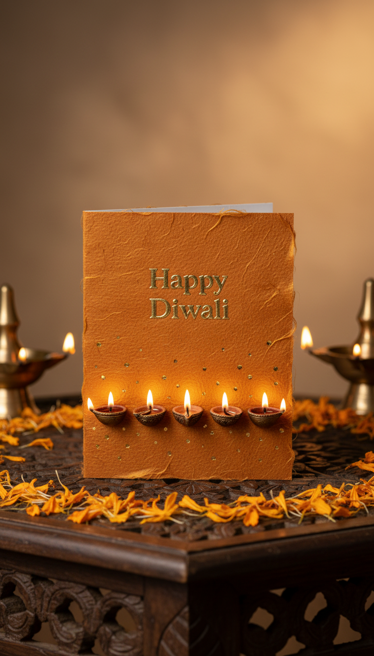 Golden Diyas Happy Diwali card