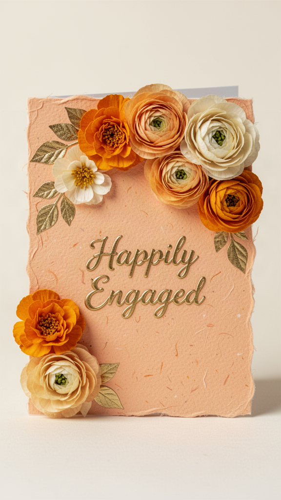 Marigold Apricot Blooms Engagement Congratulations card