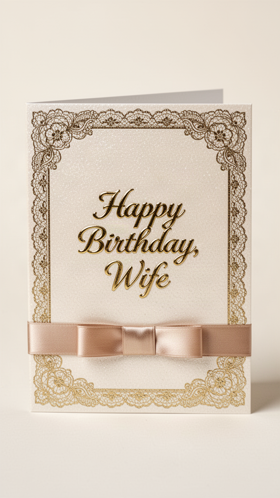 Ivory Lace Happy Birthday, Wife card