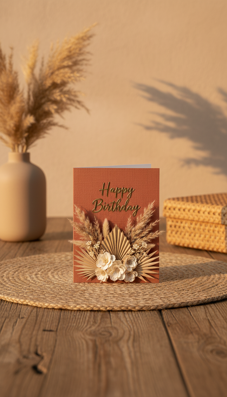 Boho Bloom Happy Birthday card