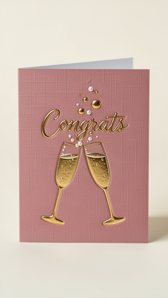Dusty Rose Champagne Engagement Congratulations card