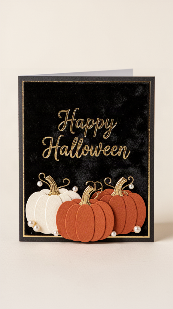Velvet Pumpkins Happy Halloween card