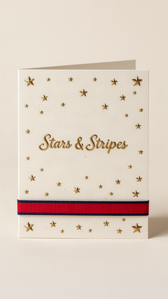 Stars & Stripes Ribbon Happy 4th of July card