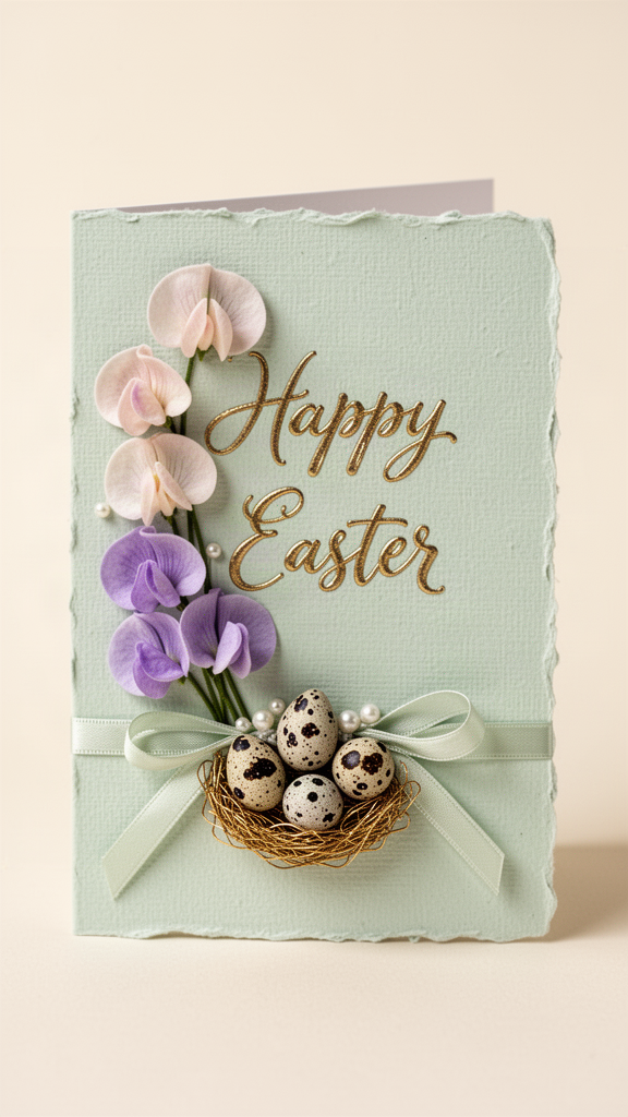 Sweet Pea Nest Happy Easter card