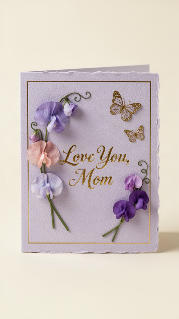 Lavender Sweet Peas Happy Mother’s Day card