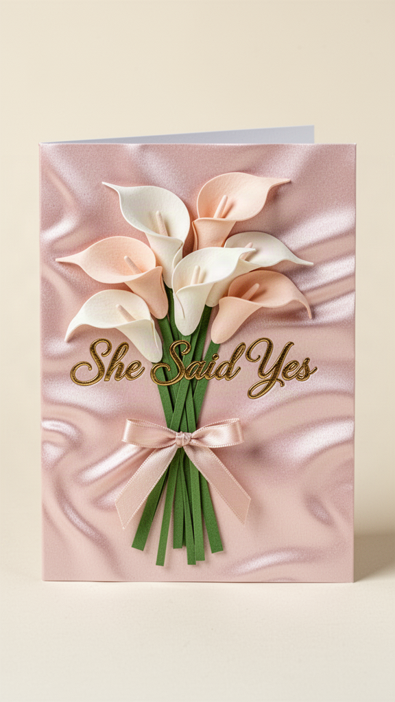 Blush Moiré Callas Engagement Congratulations card