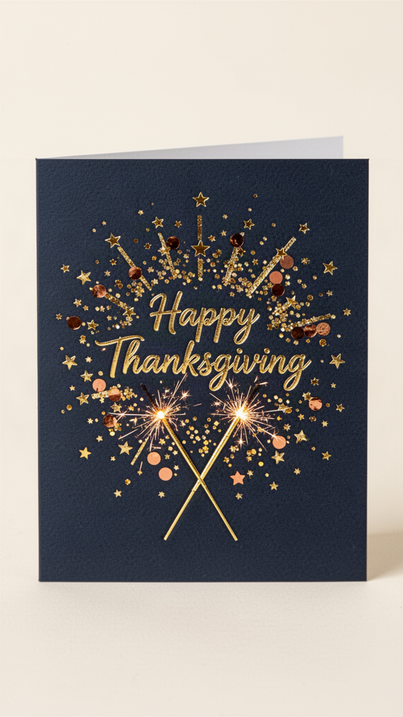 Midnight Sparkler Thanks Happy Thanksgiving card