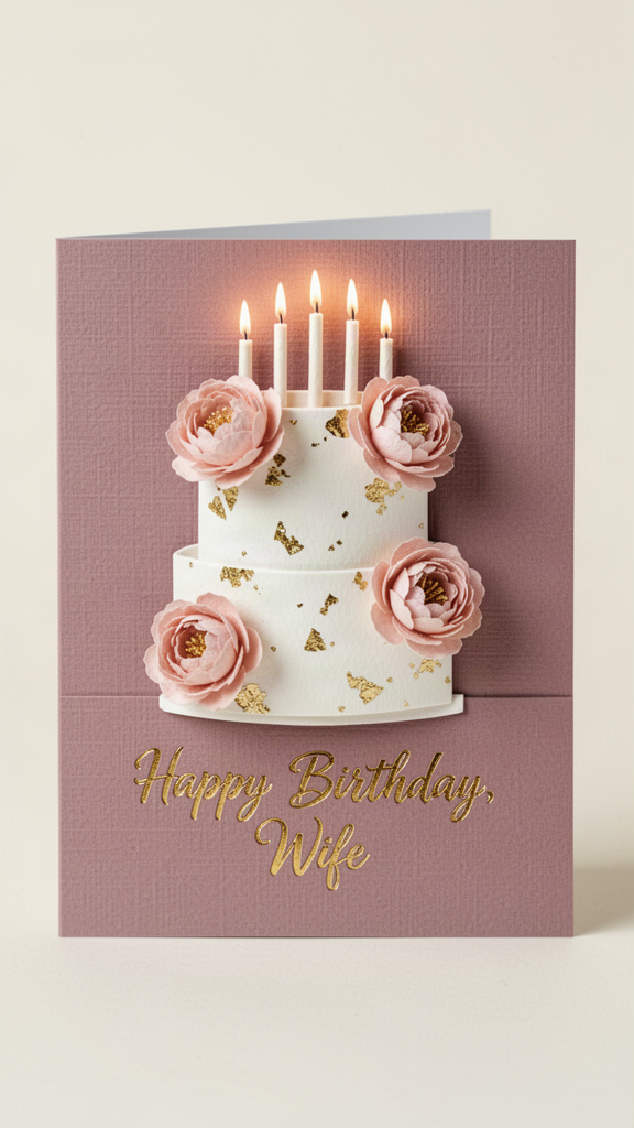 Gilded Peony Tiers Happy Birthday, Wife card