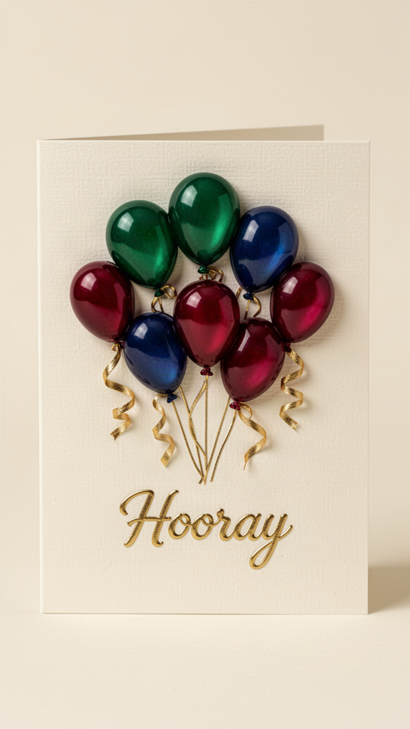 Jewel Tone Hooray Happy Birthday card
