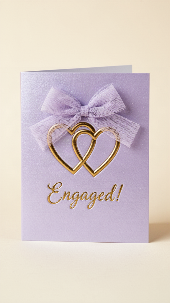Lavender Tulle Hearts Engagement Congratulations card