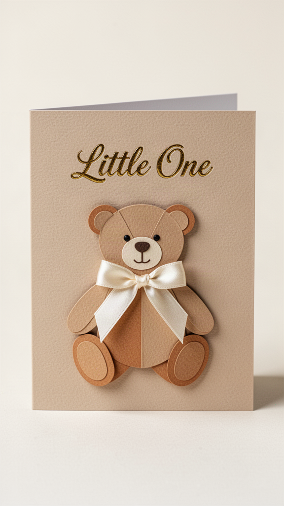 Teddy & Satin Bow Baby Shower card