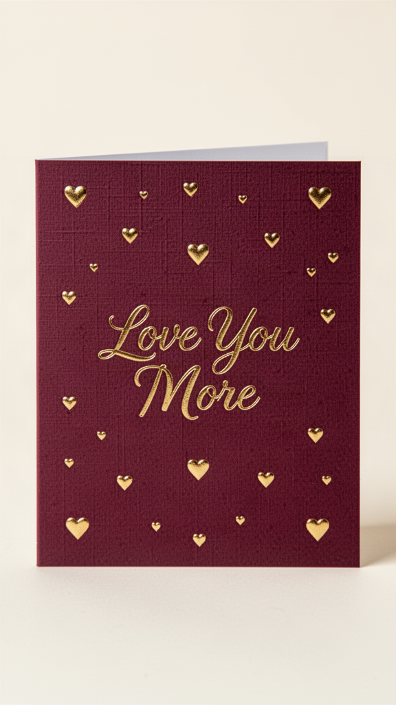Burgundy Gilded Hearts Valentine’s Day card