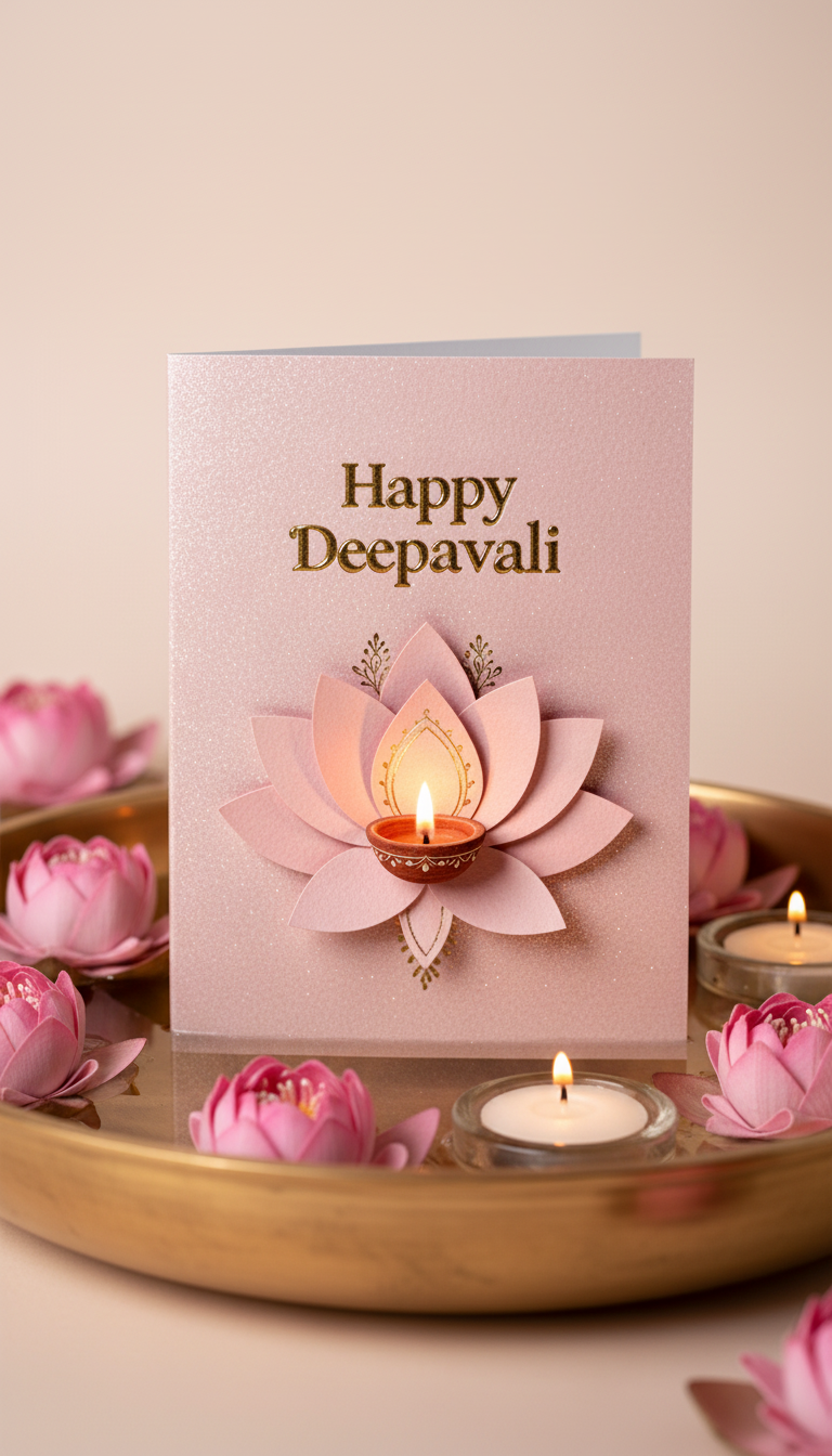 Lotus & Light Happy Diwali card