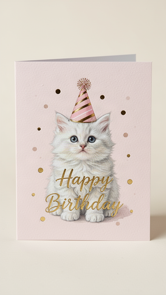 Party Kitten Happy Birthday, Girl card