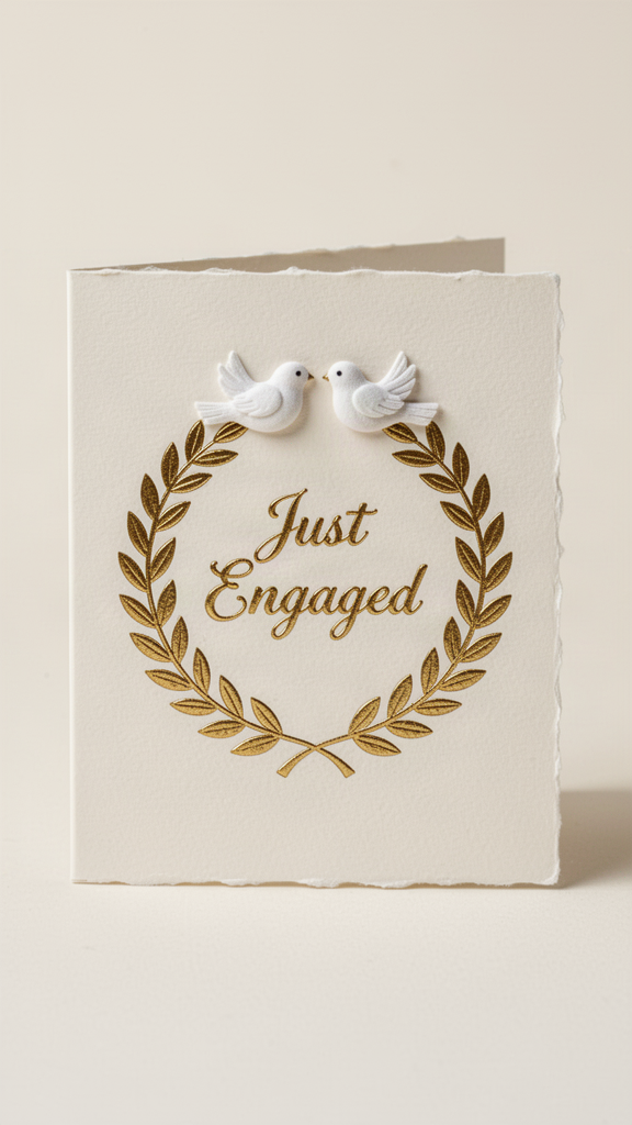 Ivory Laurel Doves Engagement Congratulations card
