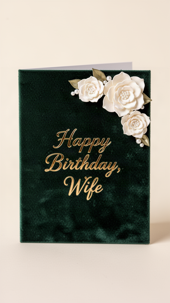 Emerald Gardenia Happy Birthday, Wife card