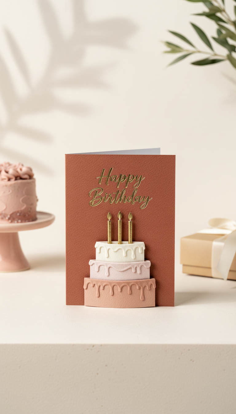 Terracotta Cake Happy Birthday card