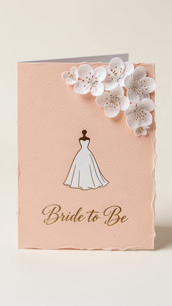 Peach Orange Blossom Gown Bridal Shower card