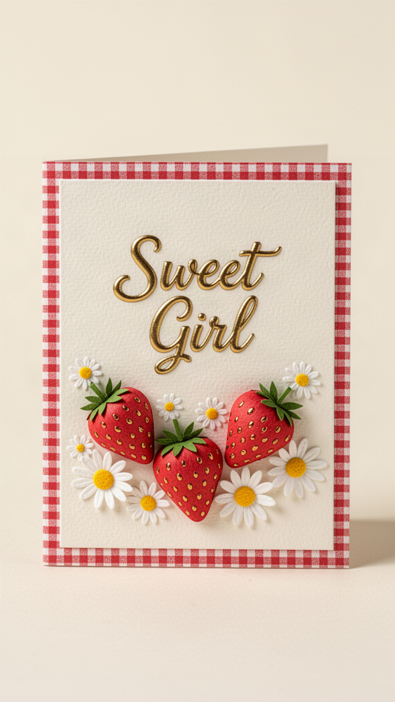 Strawberry Picnic Happy Birthday, Girl card