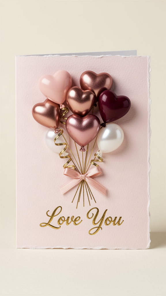 Rose Balloon Bouquet Valentine’s Day card