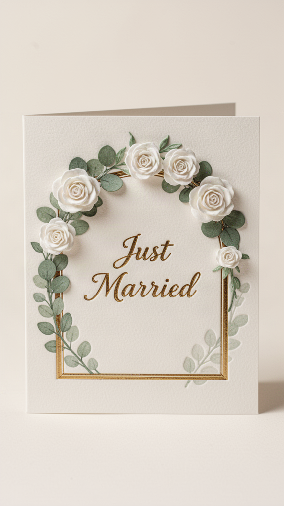 Ivory Rose Arch Wedding Congratulations card