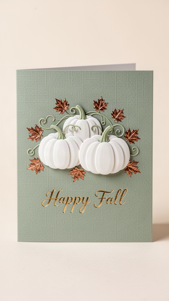 Sage Ghost Pumpkins Happy Halloween card