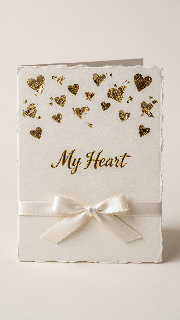 Gold Leaf Hearts I Love You card