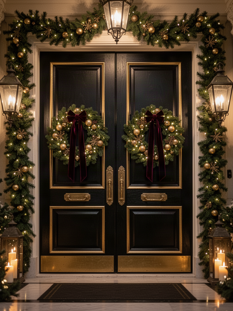 The Christmas invitation's decorated front doors