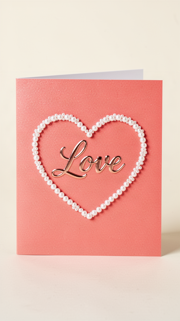 Pearl Heart Valentine’s Day card