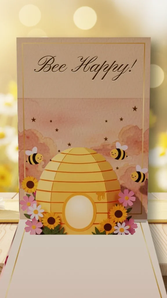 Bumblebee Garden Happy Birthday card